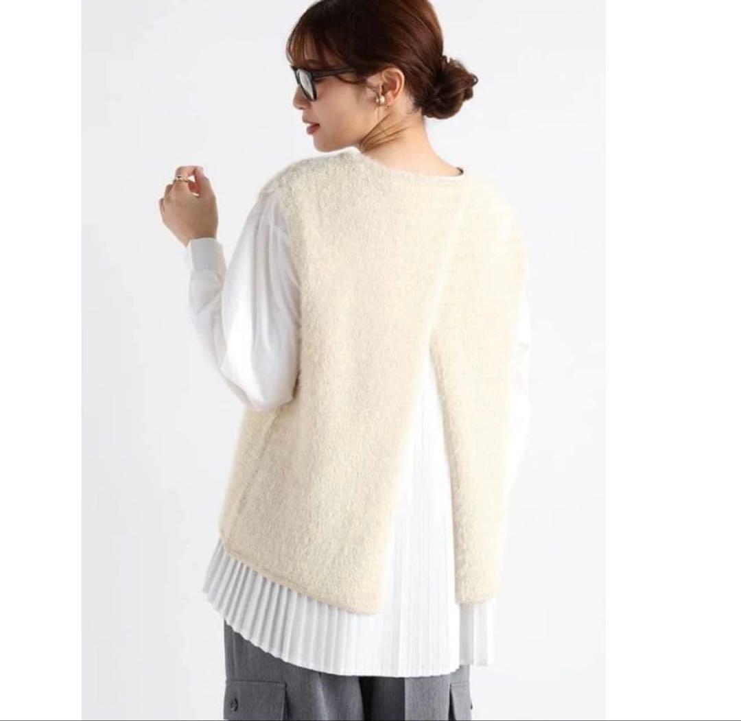 ヤマダヤ　定価17,000円プリーツブラウス × ニット ベスト　セット　vin