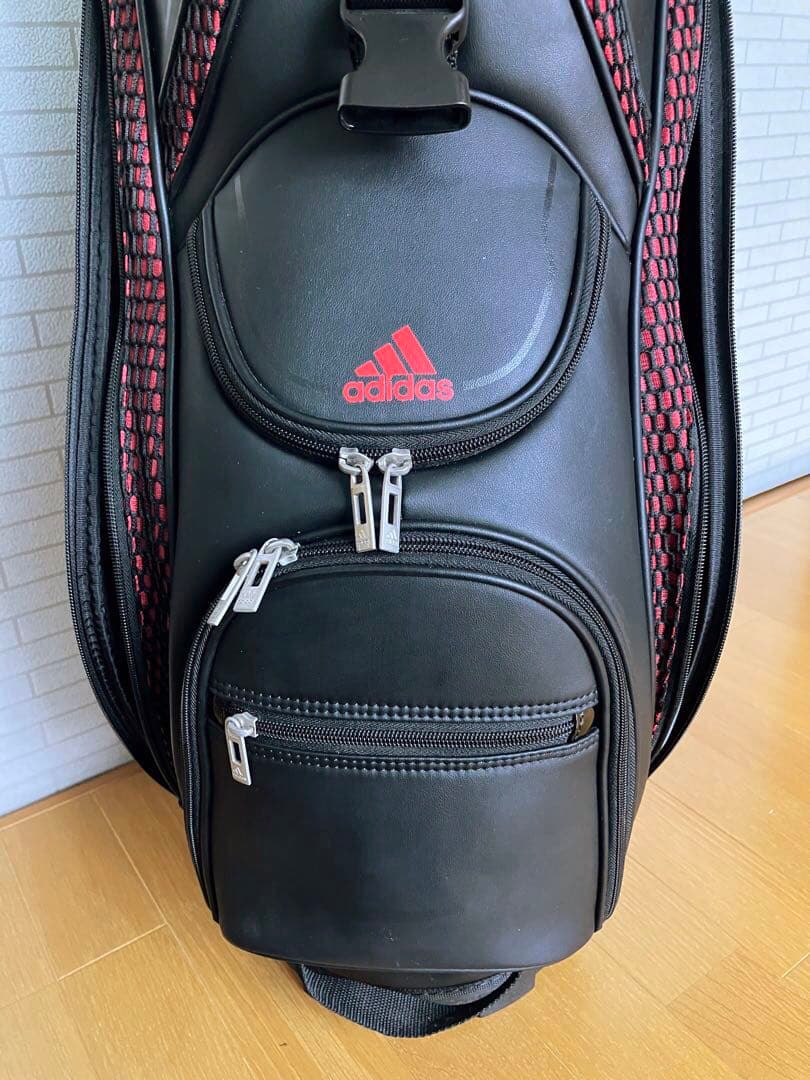 adidas キャディバッグ　ゴルフバッグ　アディダス　黒×赤