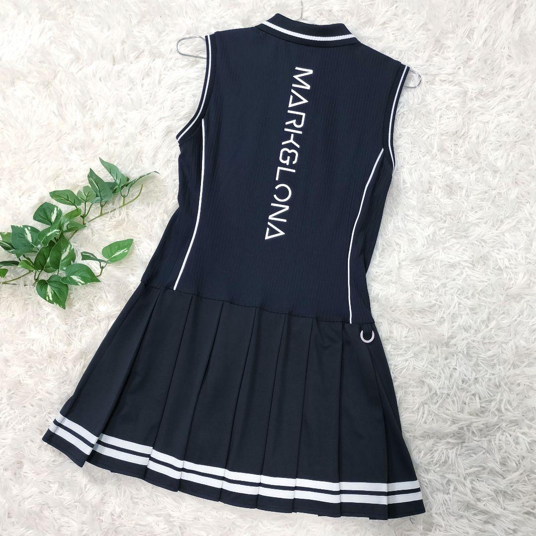 極美品✨MARK & LONA✨ブラック プリーツ ポロワンピース✨38