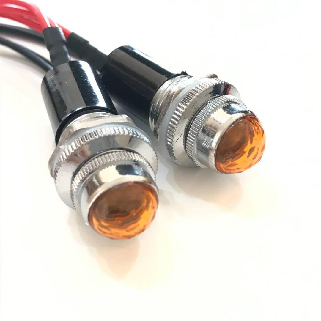 アンバー 20個セット パイロットランプ ダイヤカット 24V 16mm 16φ