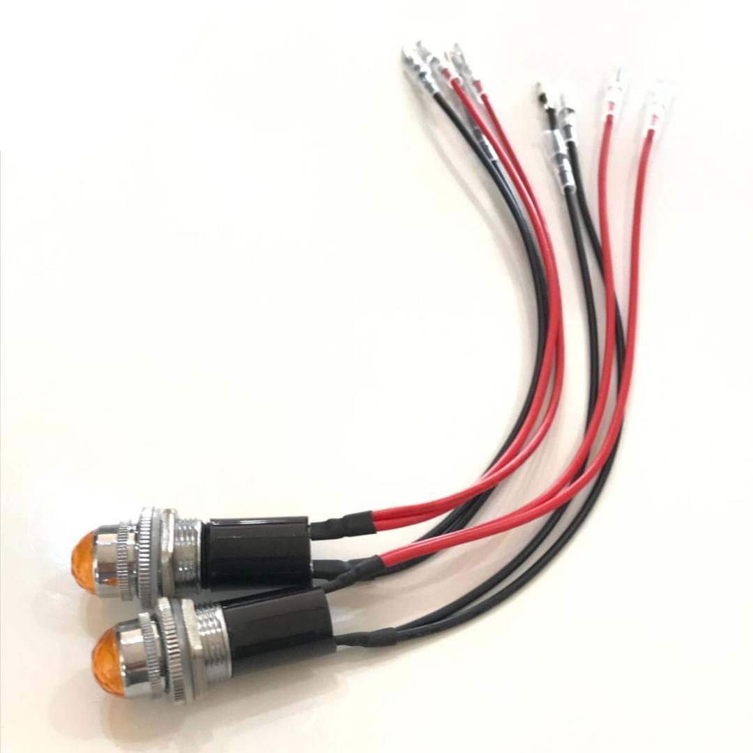 アンバー 20個セット パイロットランプ ダイヤカット 24V 16mm 16φ