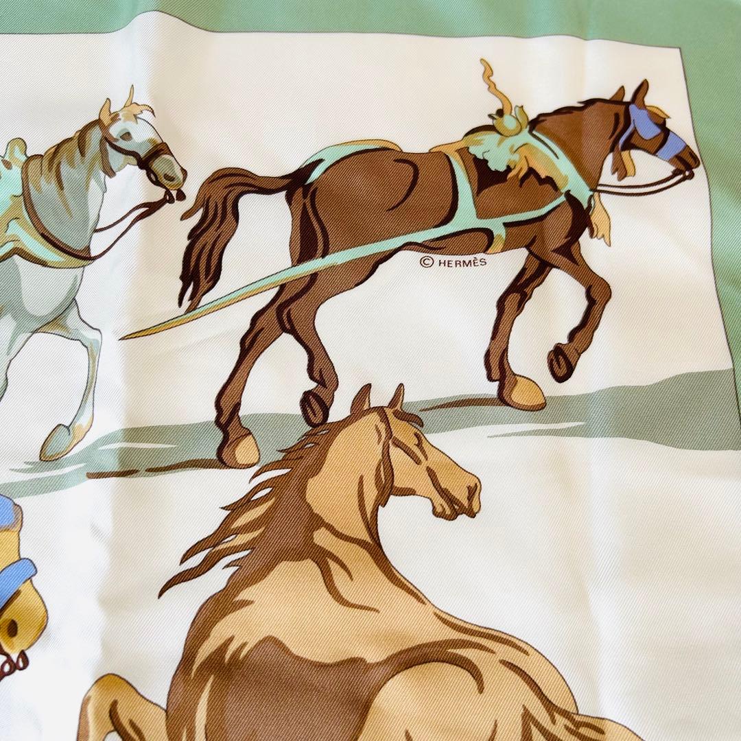 【極美品】　HERMES　エルメス　カレ90　ファンデル・ミューレンの馬　ホース