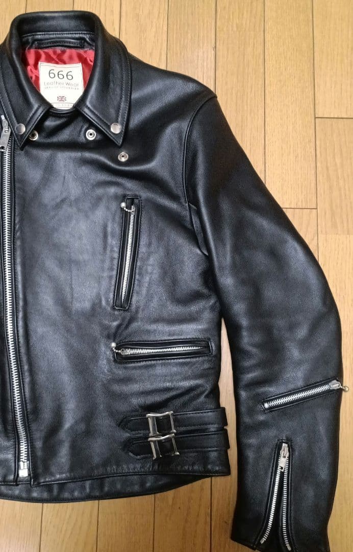 666　ダブルライダース　ロンジャン　サイズ36　黒　英国製