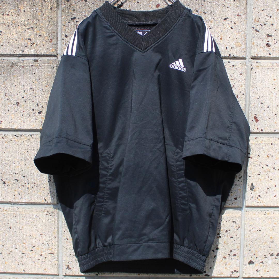 00's adidas GOLF ロゴ刺繍3ライン 袖着脱可 古着プルジャケット
