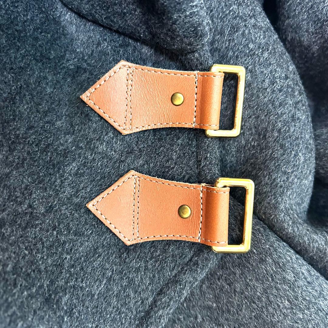 美品　ESTNATION ウールカシミヤ　ケープコート　ポンチョ　レザー