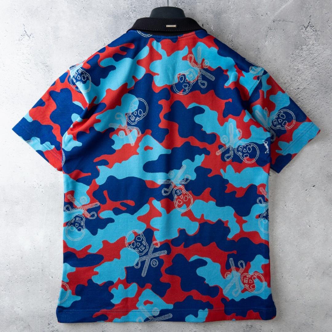 MARK&LONA 半袖 ポロシャツ メンズ 48 (L) ラメブルー カモフラ