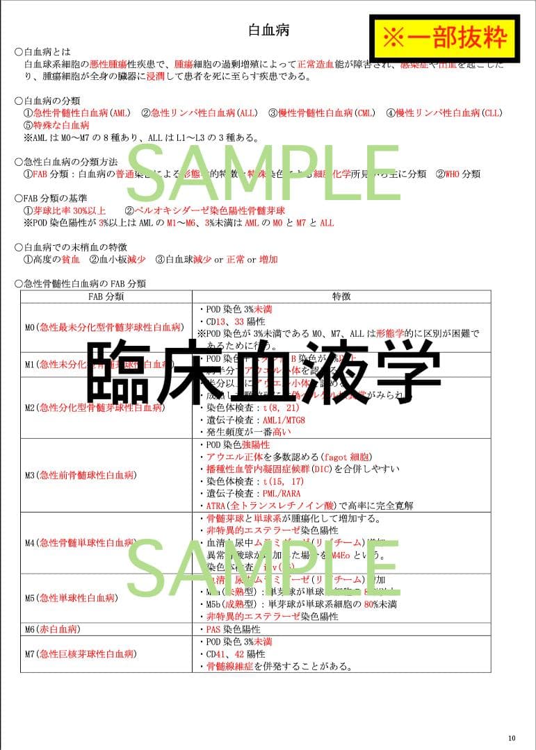 臨床検査技師 国家試験 主要7教科 過去問 対策 まとめ ノート 教科選択可