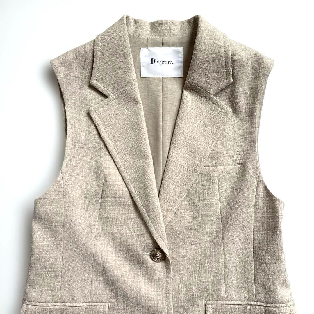 美品✨ダイアグラム 24SS ブッチャーテーラーベスト ロングジレ ベージュ