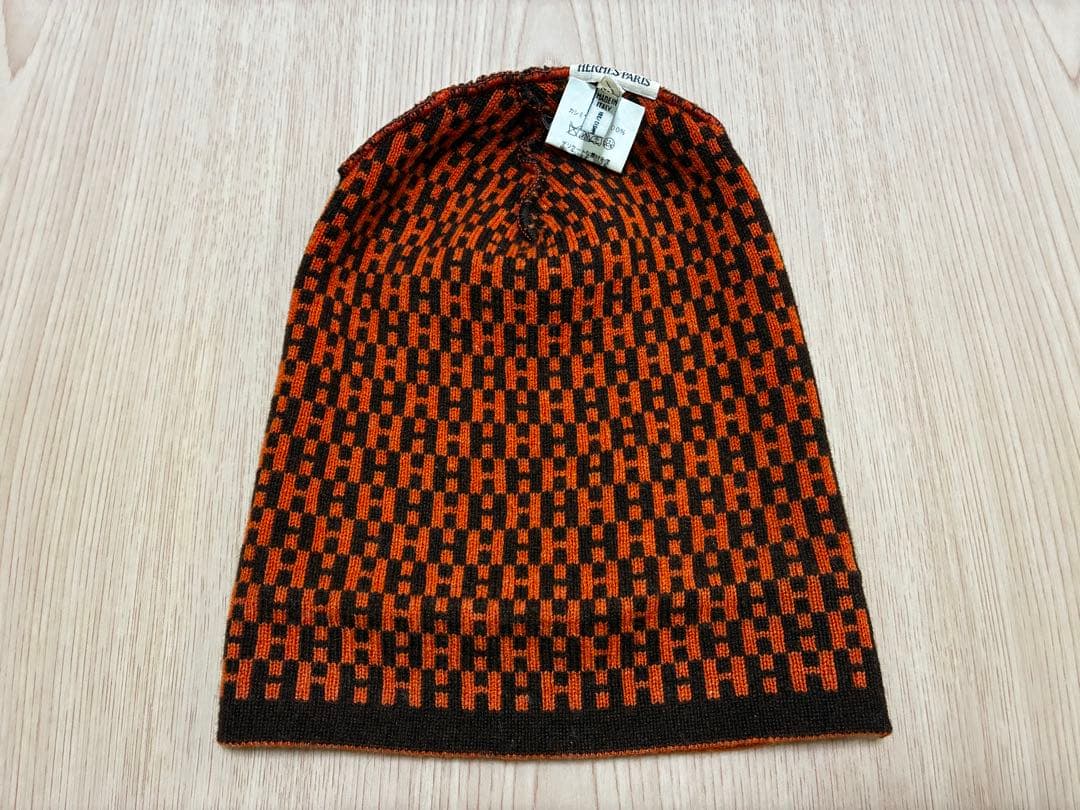エルメス HERMES ニット帽 帽子 オレンジ