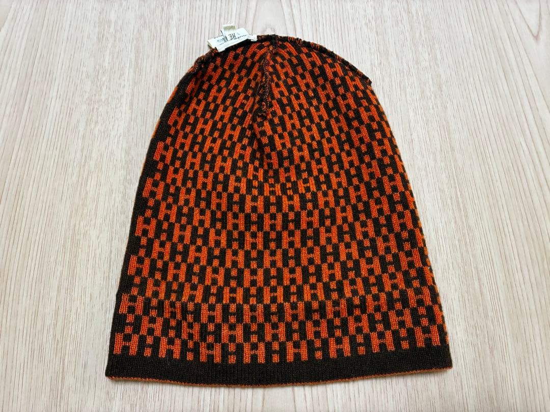 エルメス HERMES ニット帽 帽子 オレンジ