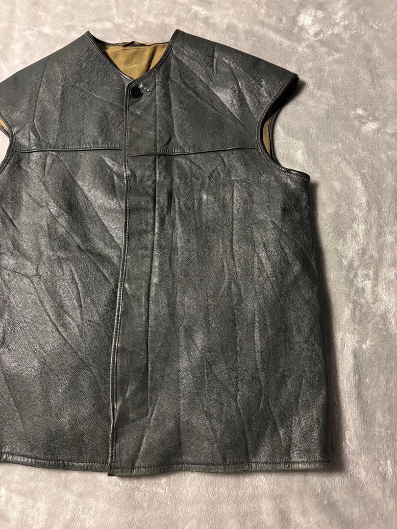 70s Euro leather VEST レザー ベスト ジャーキンベスト 風