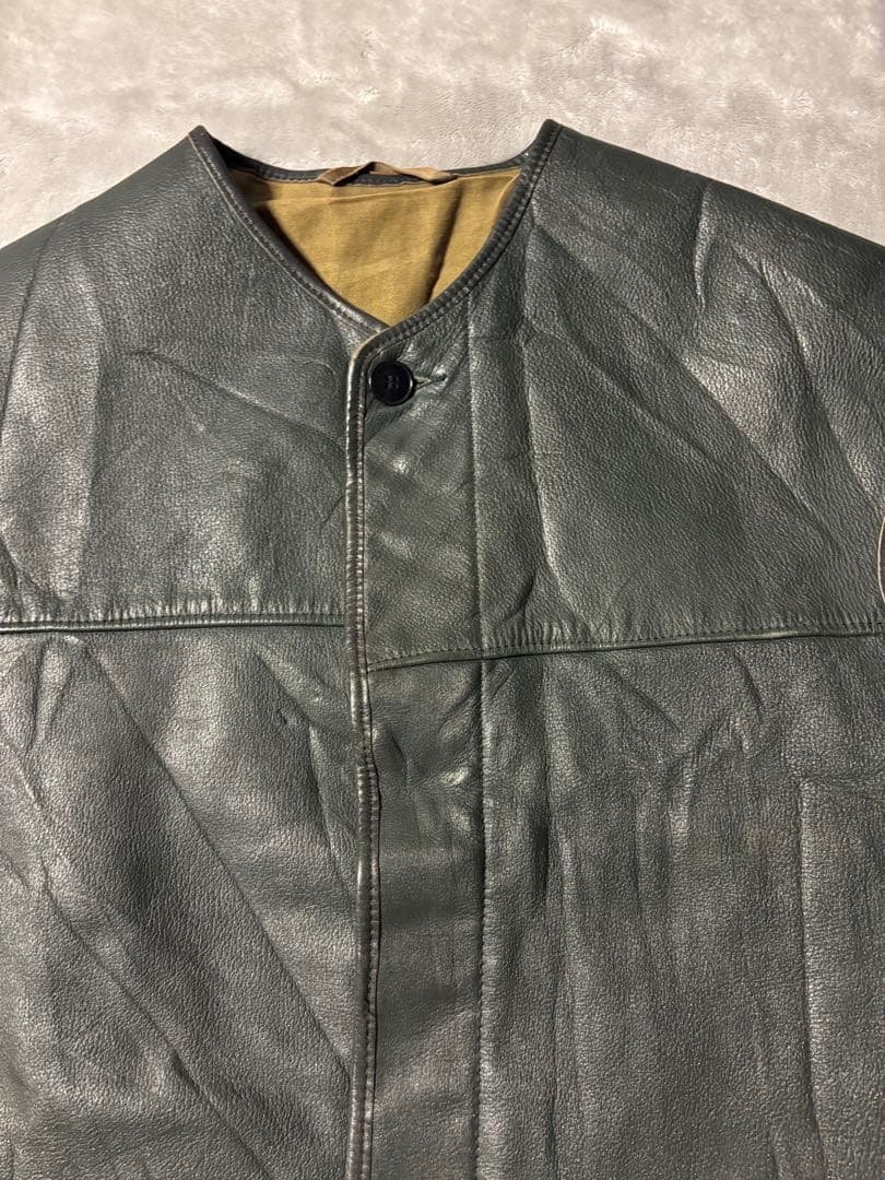 70s Euro leather VEST レザー ベスト ジャーキンベスト 風