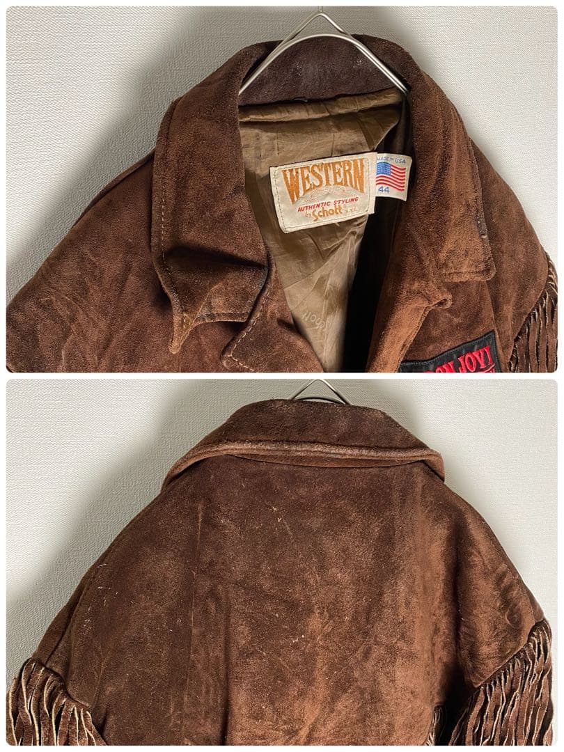 USA製 Schott × BON JOVI 本革 フリンジジャケット 希少44