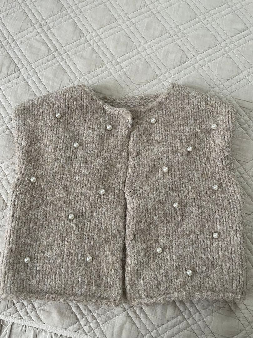 トップス handmade random pearl knit vest