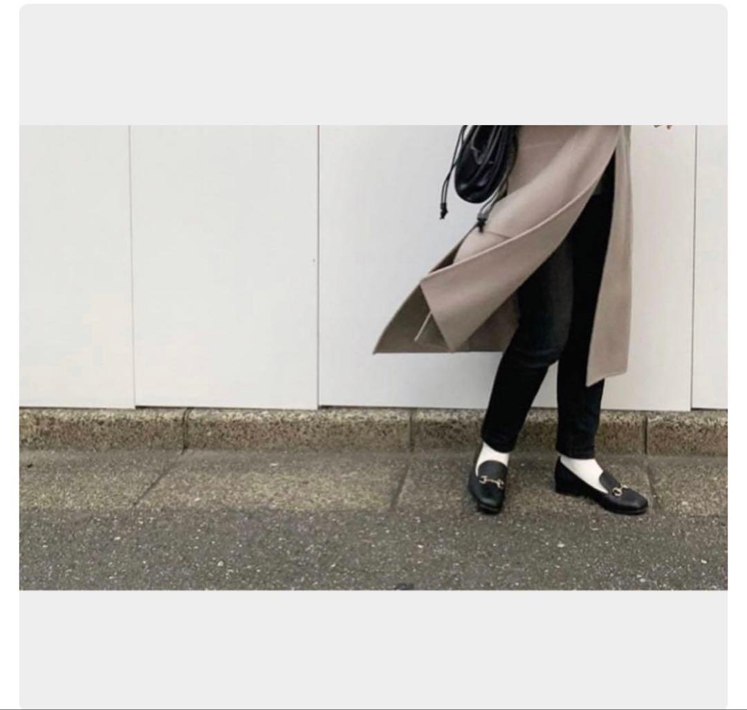 YONFA ヨンファ　ウール　ロングジレ　ノーカラー　グレージュ