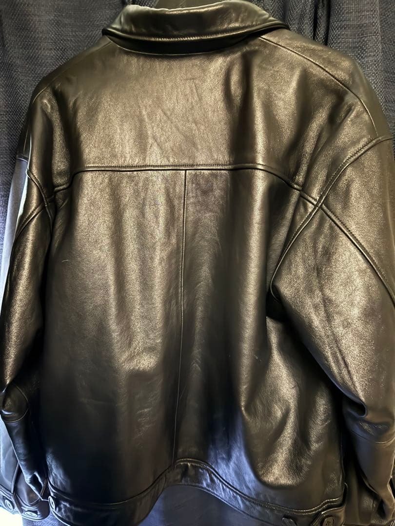 beams ワイドフィット　レザー　ジップブルゾン