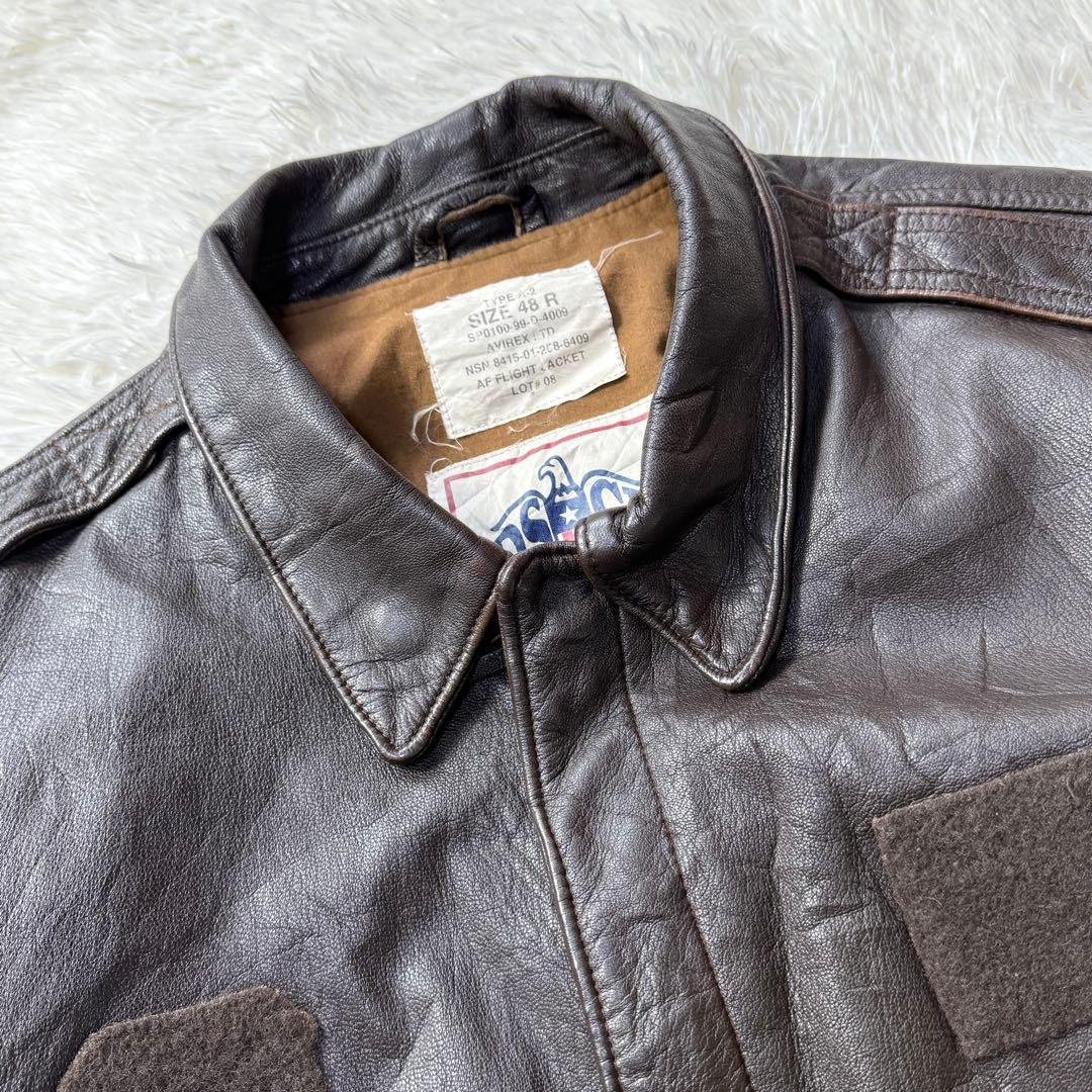 【美品】90s官給品同等 AVIREX A-2 山羊革 2XL 米軍PXモデル