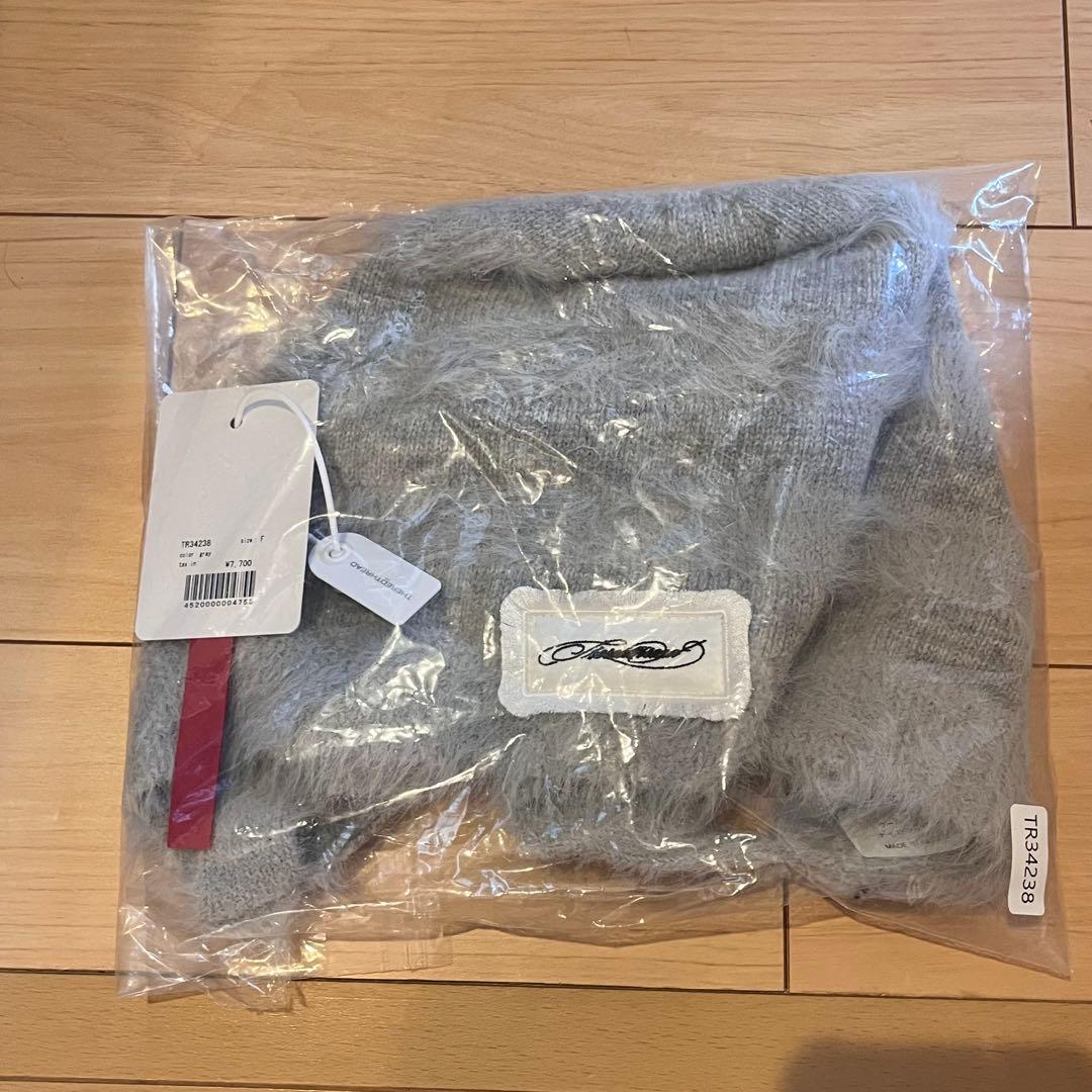 帽子 theredthread gray S fuzzy knit beanie