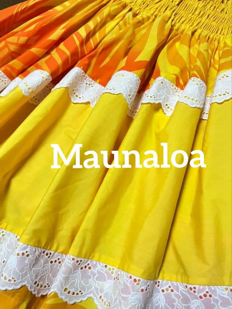 パウスカート Maunaloa フラダンス 衣装 レース フリル 斜め パウ