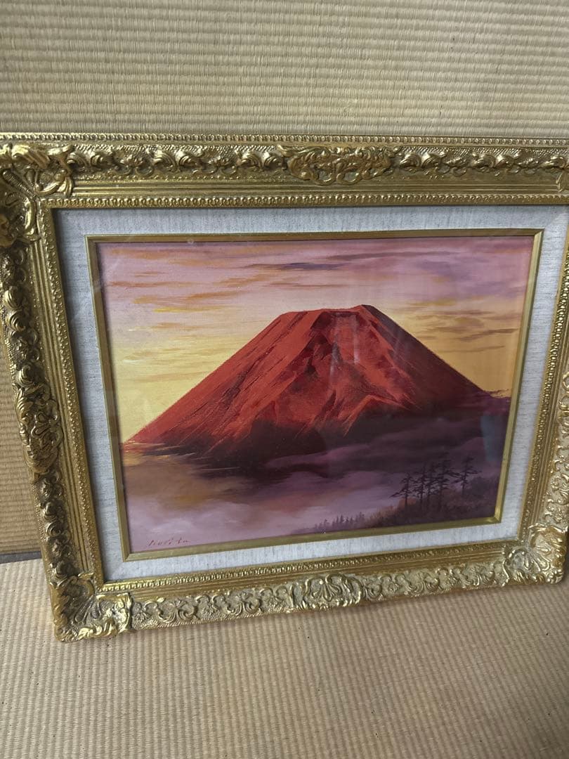偕*社様 森田　富士山 油彩画 赤富士