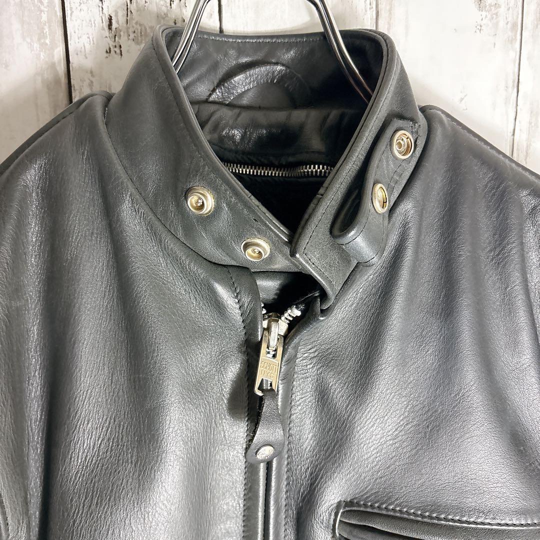 70s Schott スタンドカラーシングルライダース USA ボアライナーa1