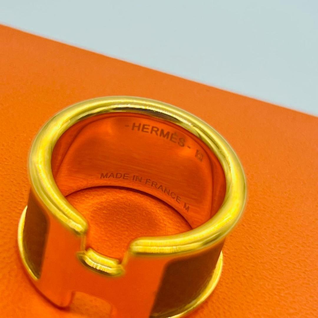 HERMES エルメス オランプ リング　指輪 ゴールド レザー メタル