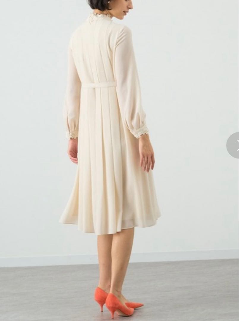 極美品　アナイ　シアードビーレースプリーツワンピース　レース　23SS