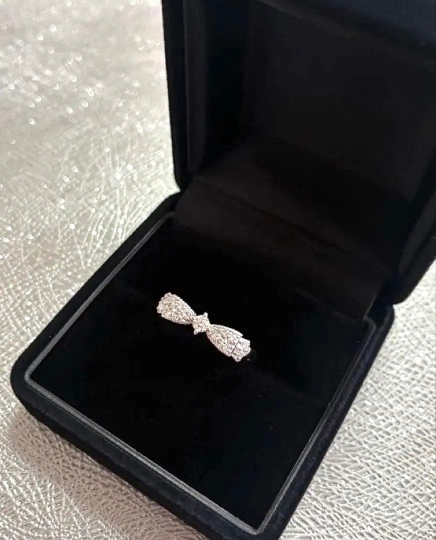 アトリエSAWA ダイヤ リボンリング 0.2ct WG パヴェ 指輪 12号