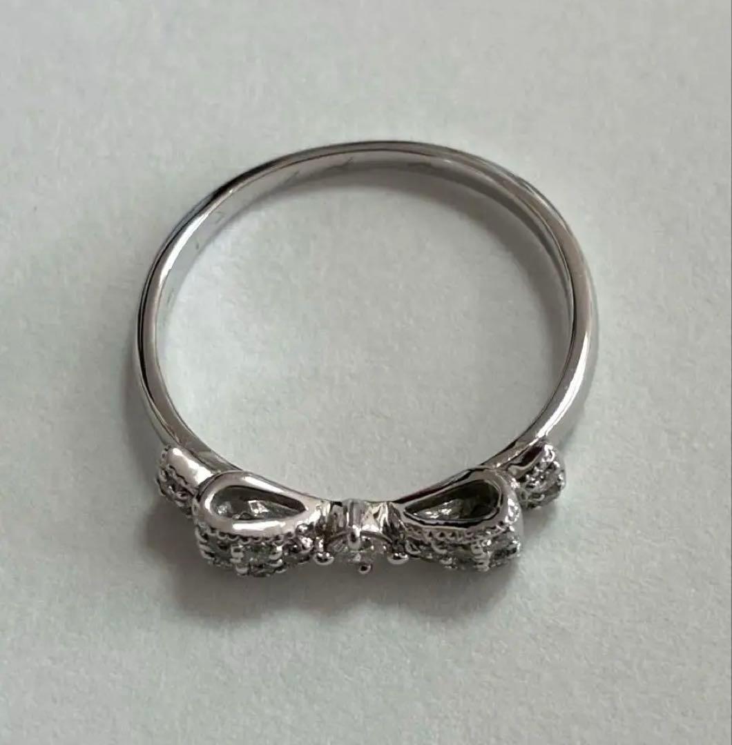 アトリエSAWA ダイヤ リボンリング 0.2ct WG パヴェ 指輪 12号