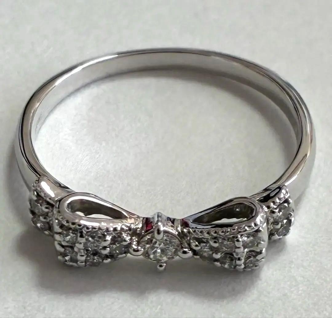 アトリエSAWA ダイヤ リボンリング 0.2ct WG パヴェ 指輪 12号