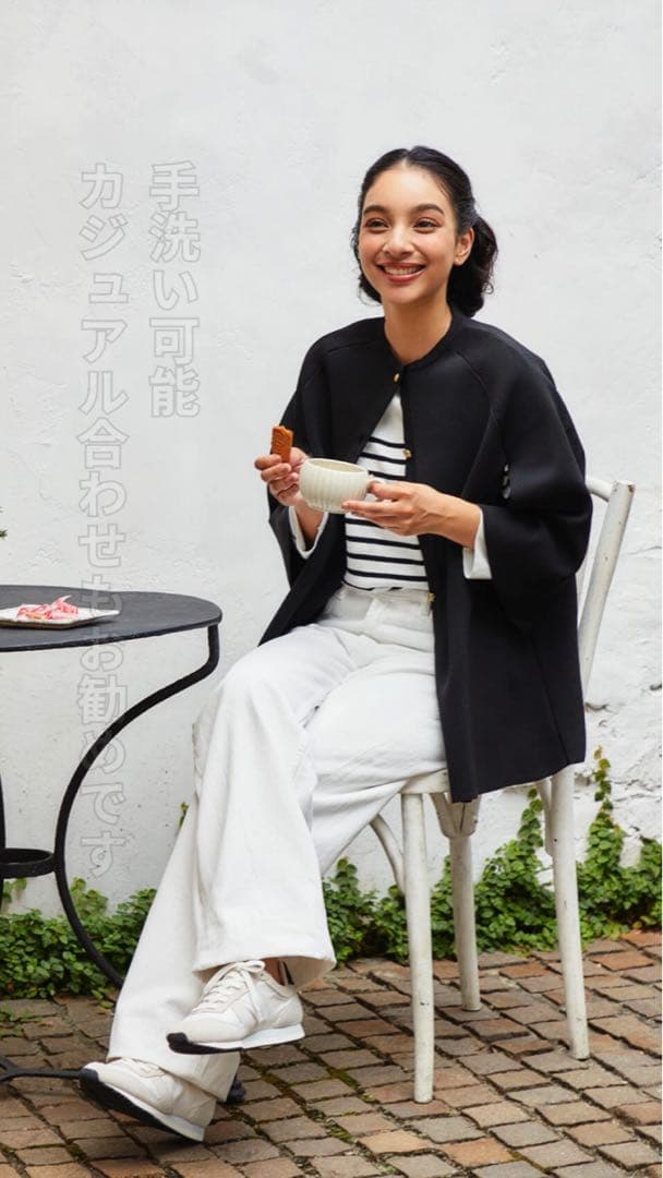 １回のみO wau no オアーノ ケープカーディガン　 MLサイズ黒ブラック