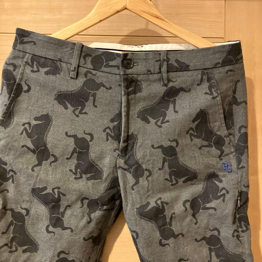 パーリーゲイツ サイズ5 馬　総柄　 スリムフィットパンツ