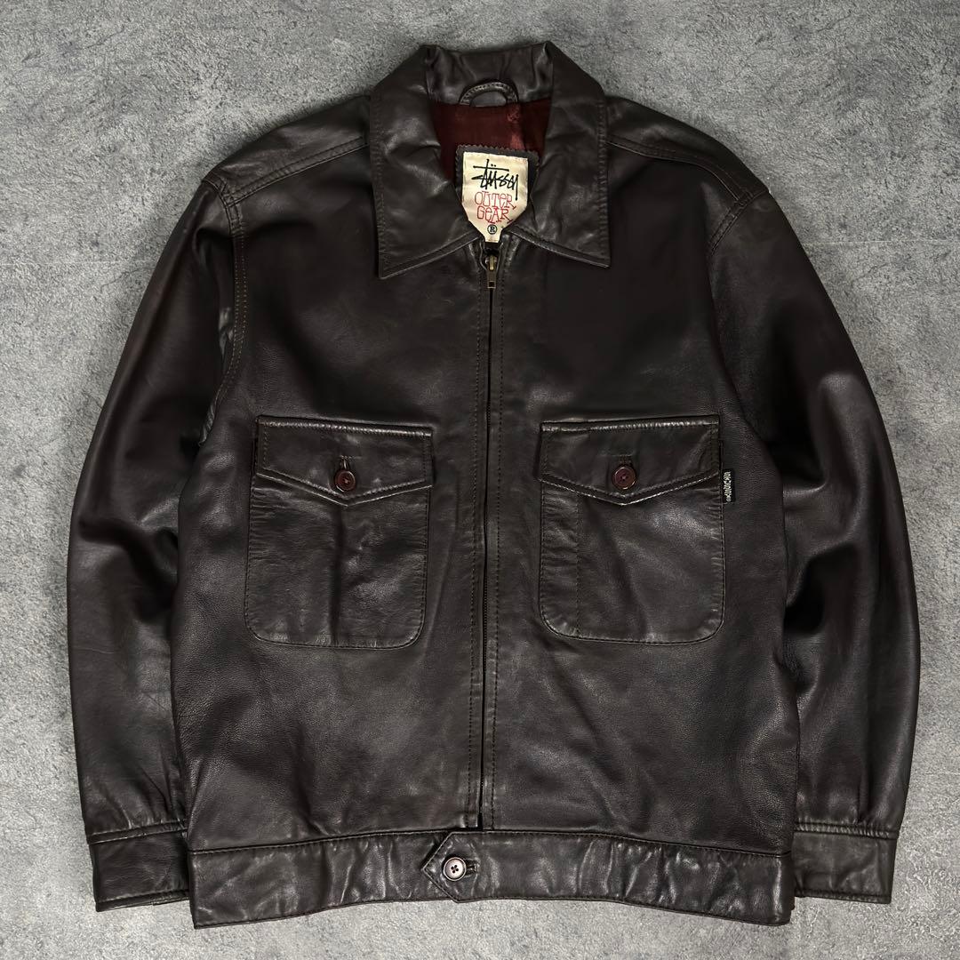 old stussy 90s レザー ジャケット A-2 オールドステューシー