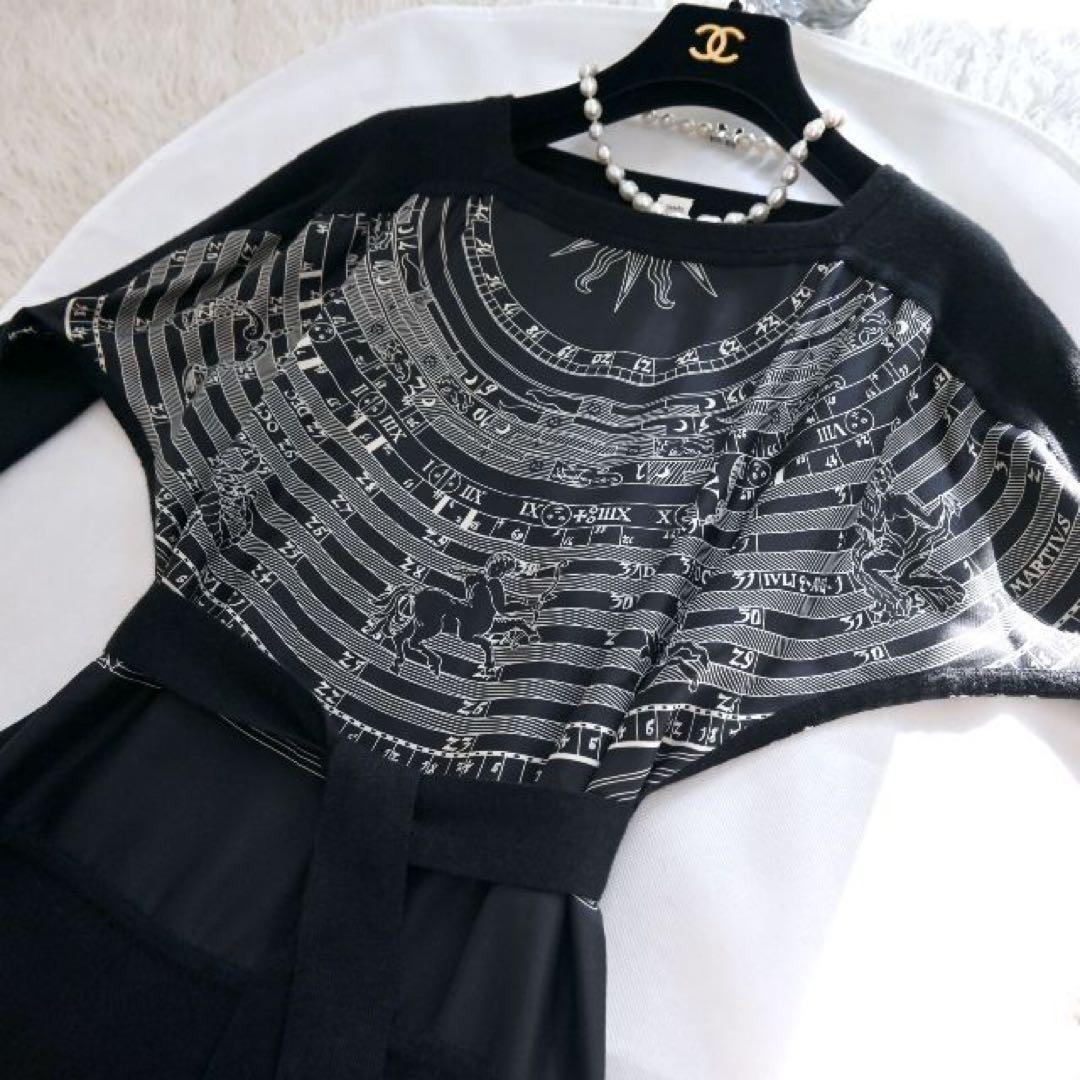 【極美品】HERMESエルメス シルク×カシミヤ ワンピース ブラックドレス
