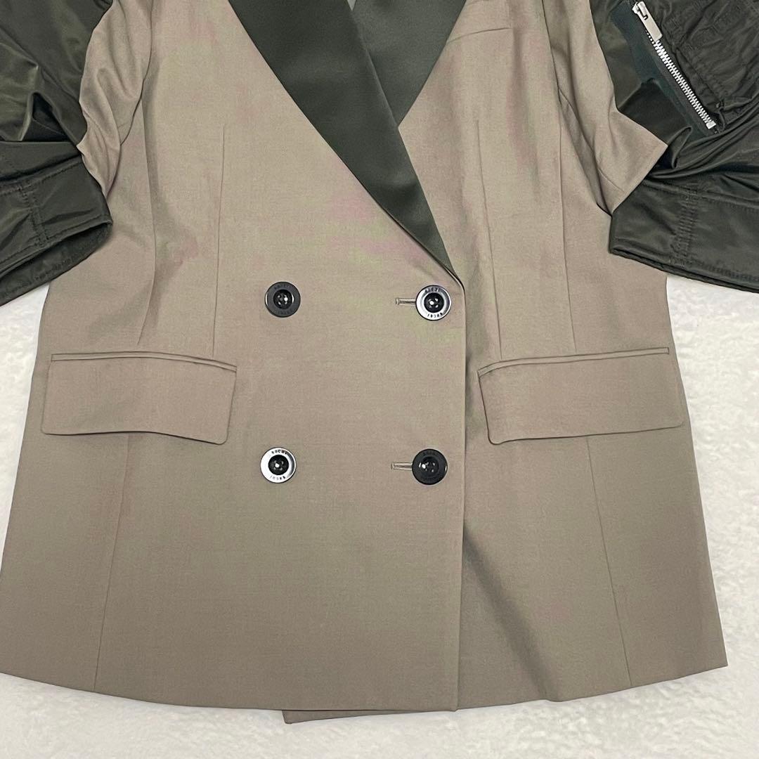 サカイ Nylon Twill Mix Jacket パフスリーブ ジャケット