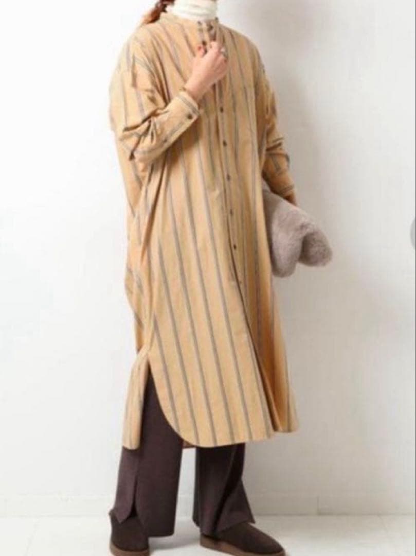 【spic＆span 】　TICCAノーカラースクエアビッグロングシャツ