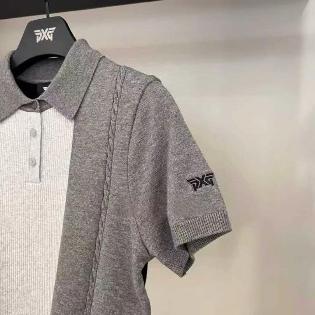 PXG 半袖ポロシャツ ブラック グレー　レディース　ゴルフウェア