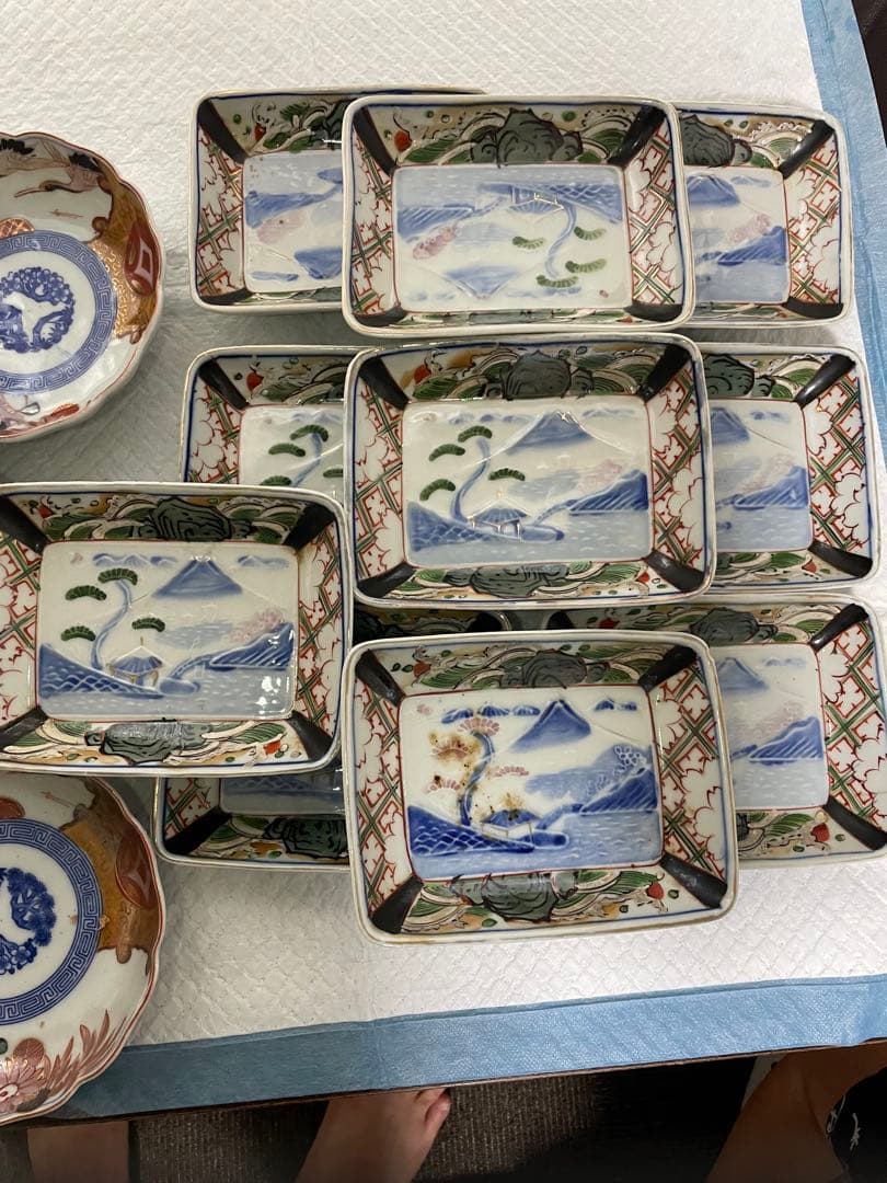 有田焼 伊万里焼 古伊万里 金彩 色絵 角皿　池盛皿