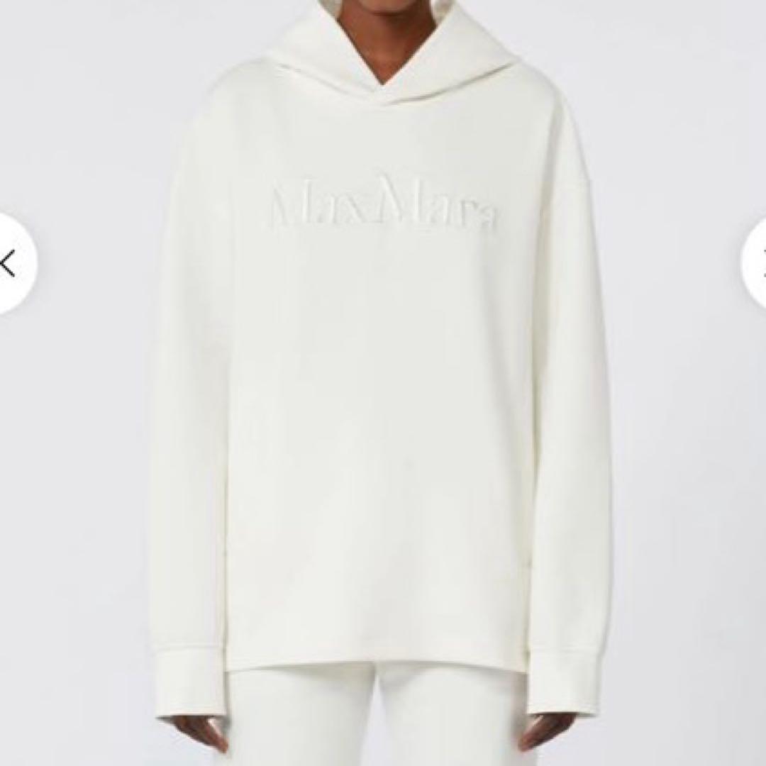 Max Mara コットンジャージーフーディ White M