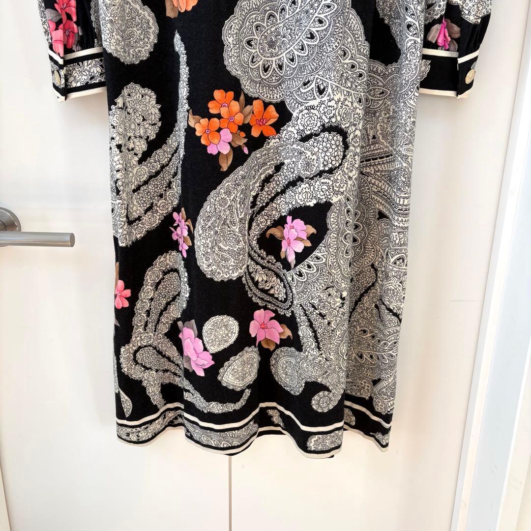 美品✨LEONARD レオナール　シルクウールロングワンピース　ペイズリー花柄L