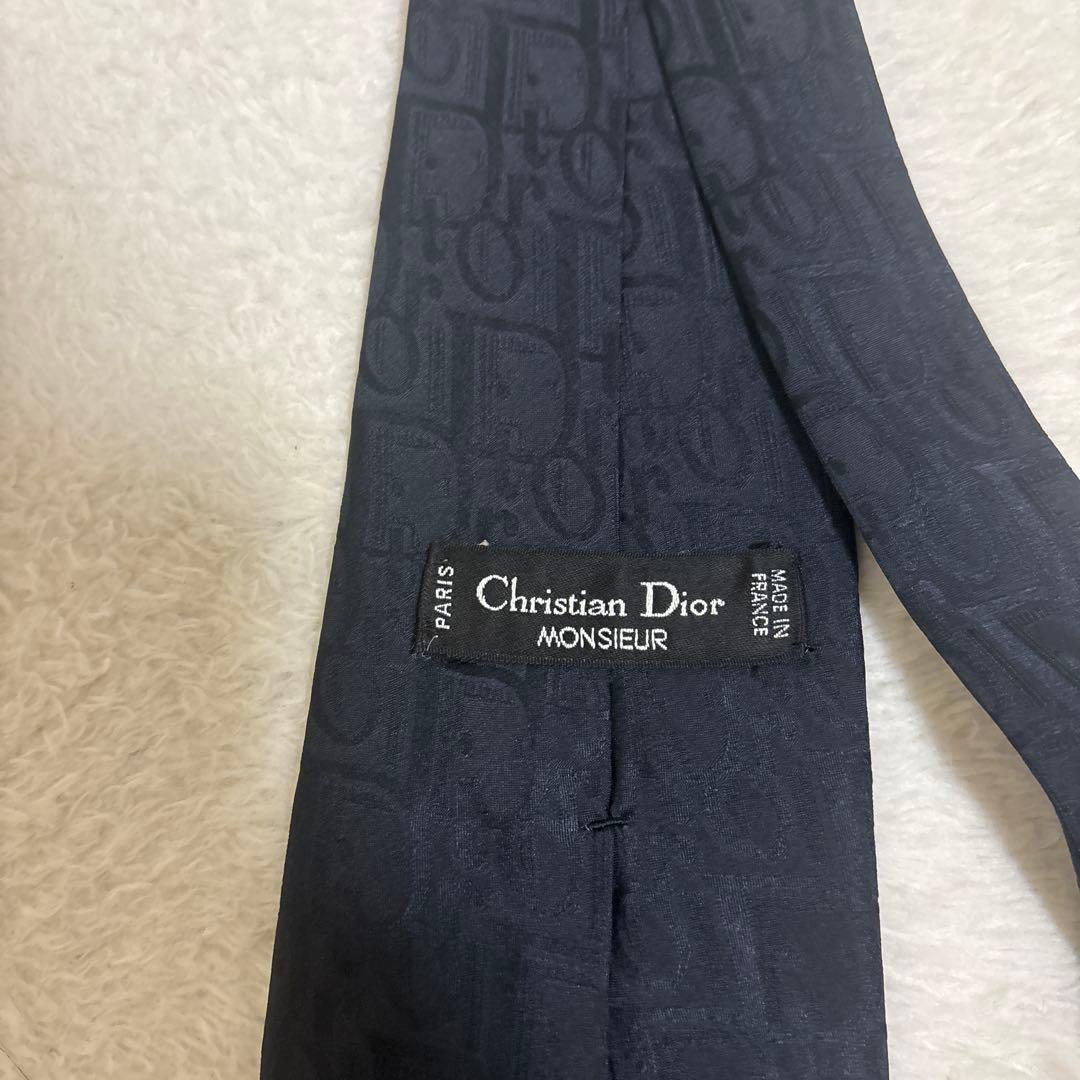 クリスチャンディオール ネクタイ ネイビー トロッター 総柄 シルク Dior