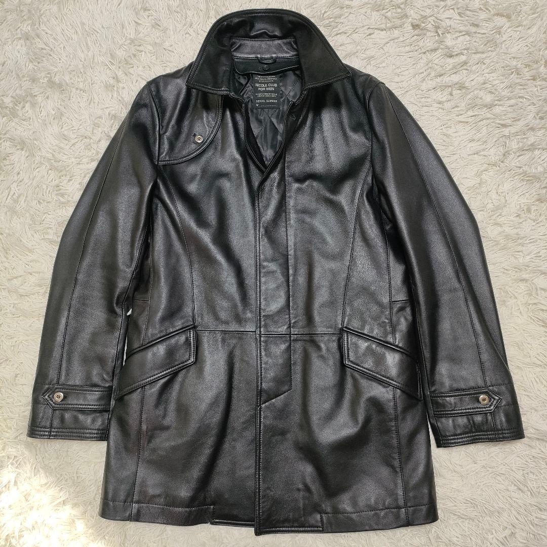 【美品】 NICOLE　羊革　ラムレザー　ライナー付　ジャケット　コート　黒