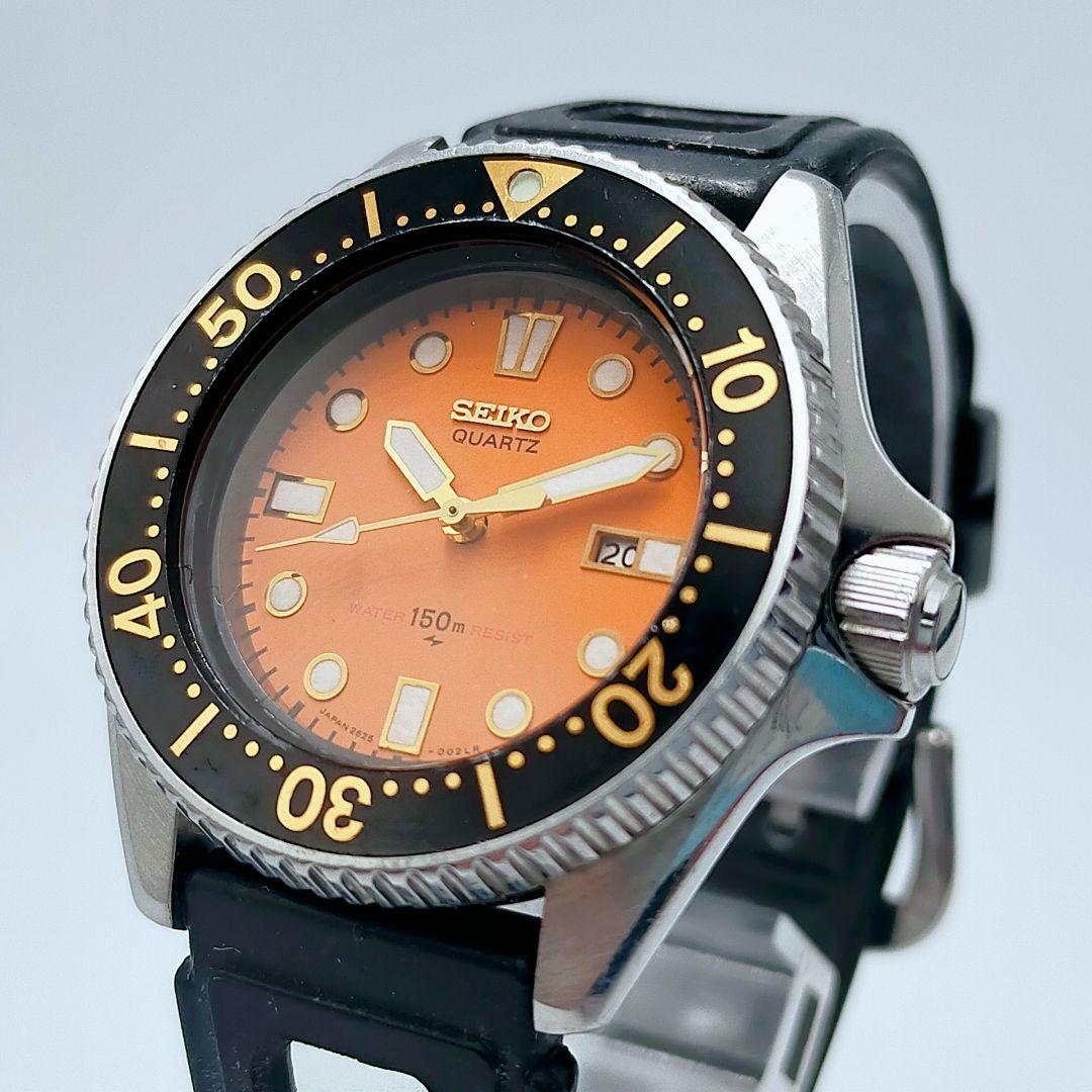 【美品・稼働】SEIKO セイコー ダイバー 150m オレンジ文字盤 レトロ