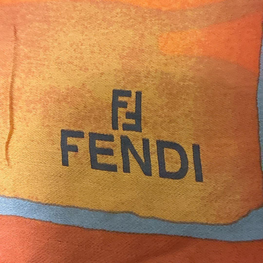 美品✨FENDI フェンディ シルク ロゴ 大判スカーフ ストール イタリア製