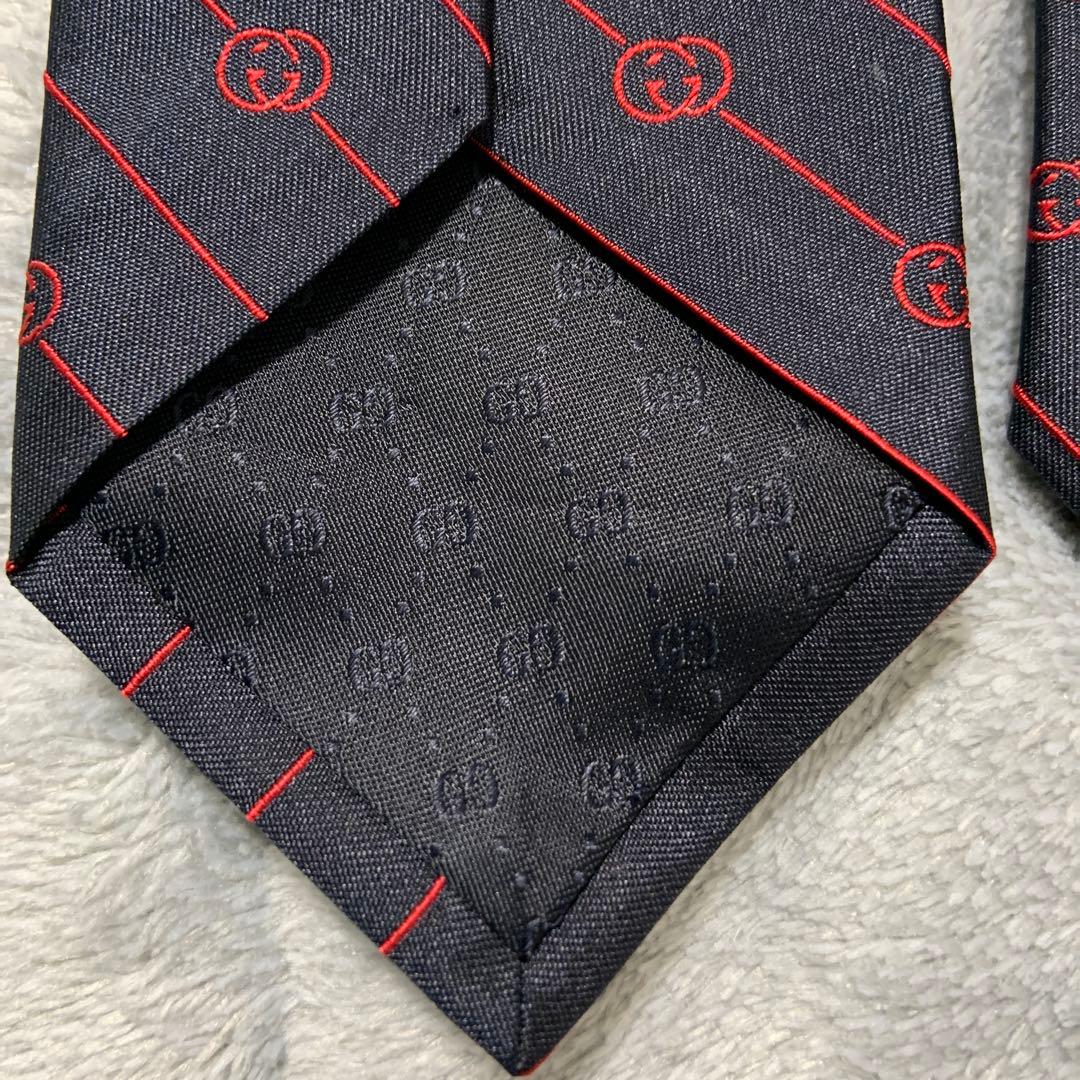 Gucci シルク ネクタイ ブラック レッド