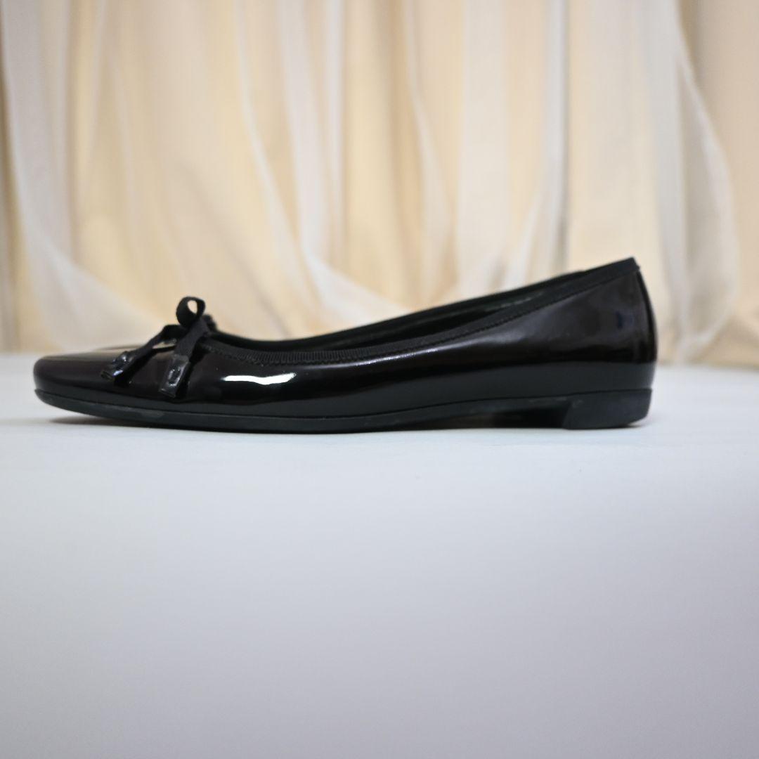708★ PRADA エナメル バレエ リボン フラットシューズ 37