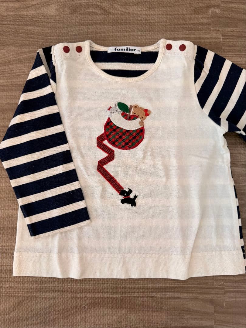 familiar 刺繍付きトップスとスカートセット