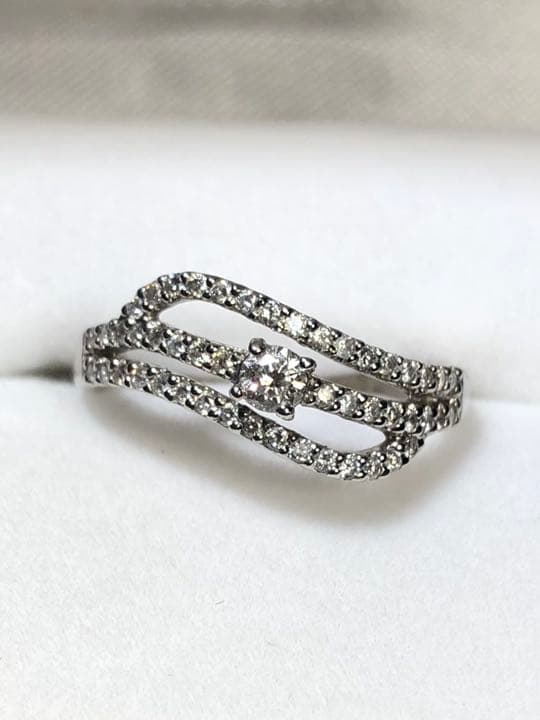 PT900 プラチナ天然ダイヤモンドリング 12号　合計0.34ct