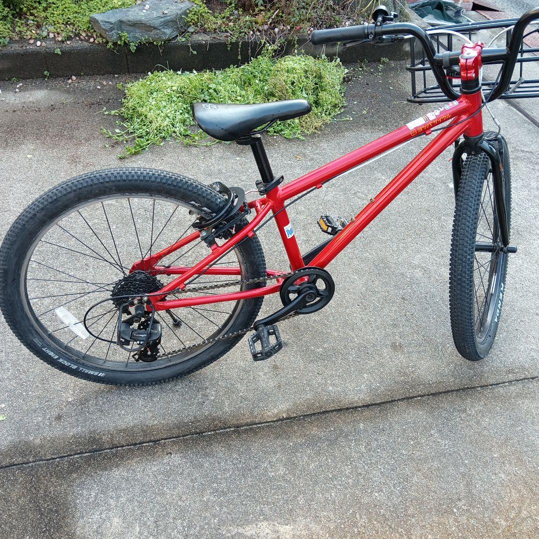 ヨツバサイクル 子供用自転車 赤 24インチ 前カゴ付き