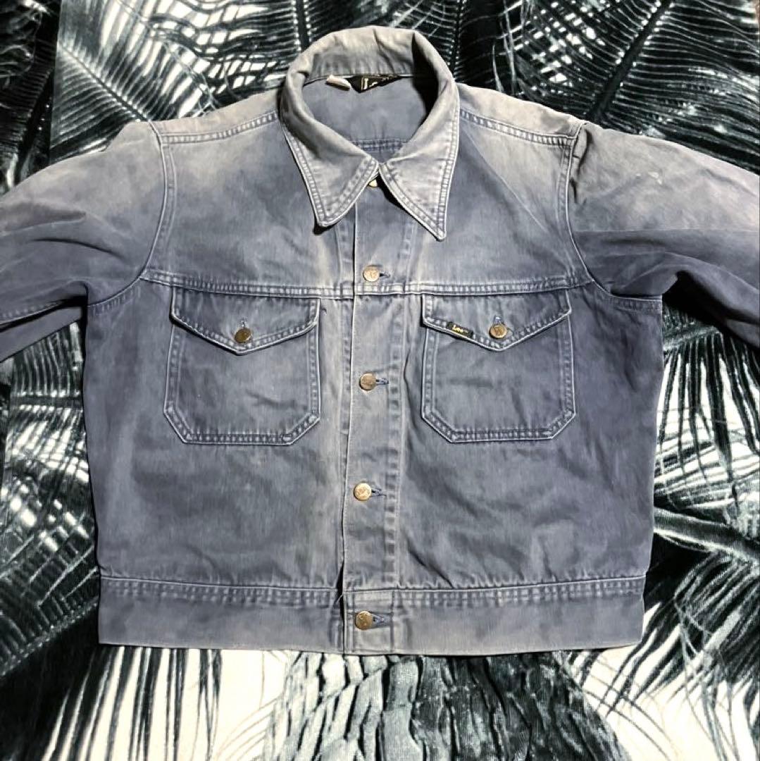 70s ビンテージ USA製 Lee モールスキンJKT 鬼フェード 猫目ボタン